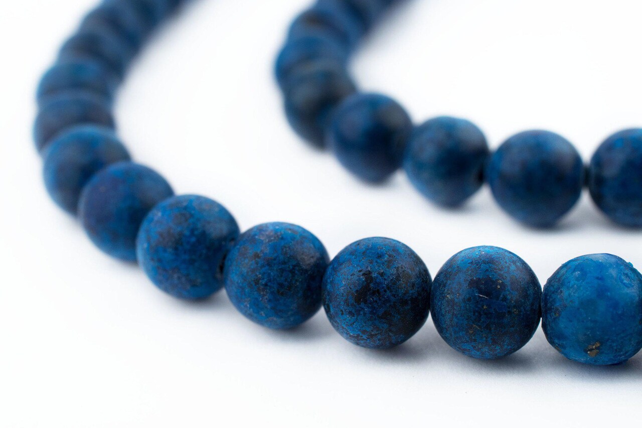 The Bead Chest Matte Round Lapis Lazuli Beads (8mm): Organic Gemstone Round Spherical Energy Stone Healing Power Crystal for Jewelry Bracelet Mala Necklace Making